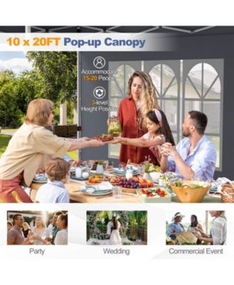 10 x 20FT Pop up Canopy Outdoor Canopy Tent with 6 Sidewalls Carrying Bag