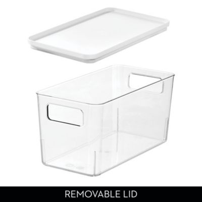 Pantry Bin with Lid for Kitchen - Set of 3 - Clear/White