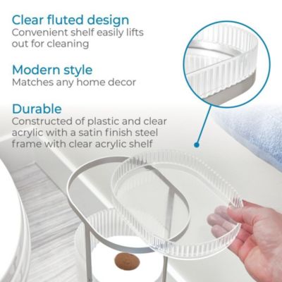 Fluted Toilet Paper Storage Holder with Shelf - Clear/Satin/Gray