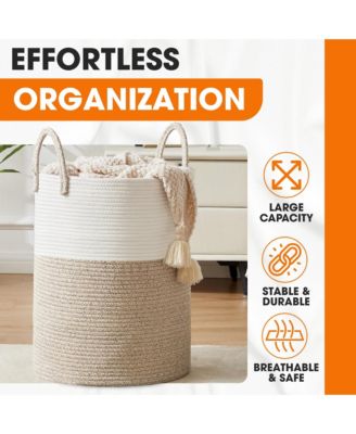 Large Laundry Hamper (15" x 19.7") - 2 Tone Tan