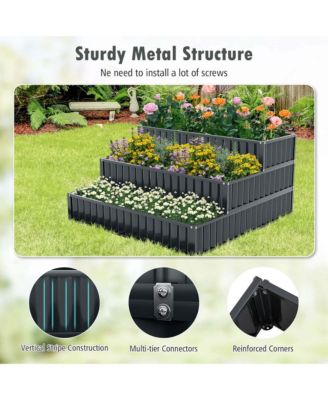3-Tier Raised Garden Bed,47" x 47" x 24" Metal Outdoor Elevated Planter Box