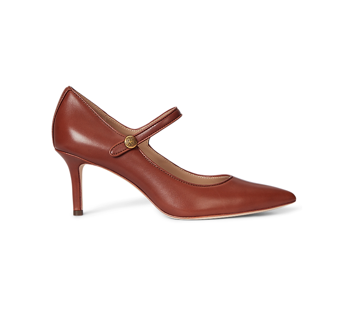 Ralph Lauren Lanette Calfskin Mary Jane Pump In Brown
