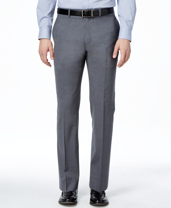 Lauren Ralph Lauren Medium Gray Solid Total Stretch Slim-Fit Pants - Macy's