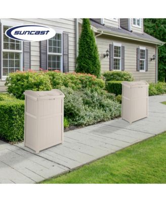 30-33 Gallon Deck Patio Resin Garbage Trash Can Hideaway, Taupe (2 Pack)