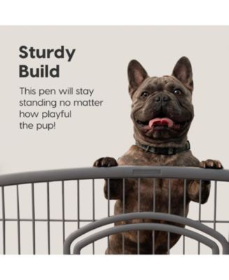 24" Exercise 4-Panel Pet Playpen with Door, Dog Playpen, Puppy Playpen, Small and Medium Dogs, Keep Pets Secure, Easy Assemble, Rust-Free, Heavy-Duty Molded Plastic, Customizable, Gray