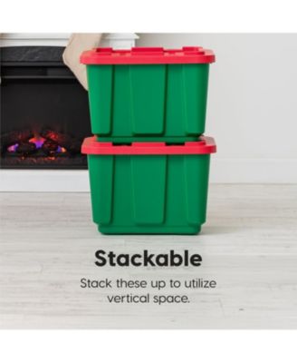 11.5Gal/46Qt Heavy-Duty Stackable Plastic Holiday Storage Bin Tote Container with Quick Snap Lid - 4 Pack