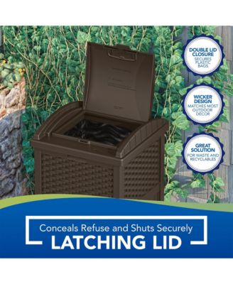 GHW1732 Trashcan Hideaway Outdoor 33 Gallon Garbage Waste Bin, Brown