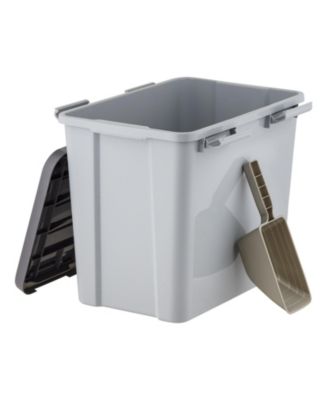 40lbs/32qt Dog Food Storage Container with 2 Cup Scoop, Gasket Seal Lid, Gray/Dark Gray