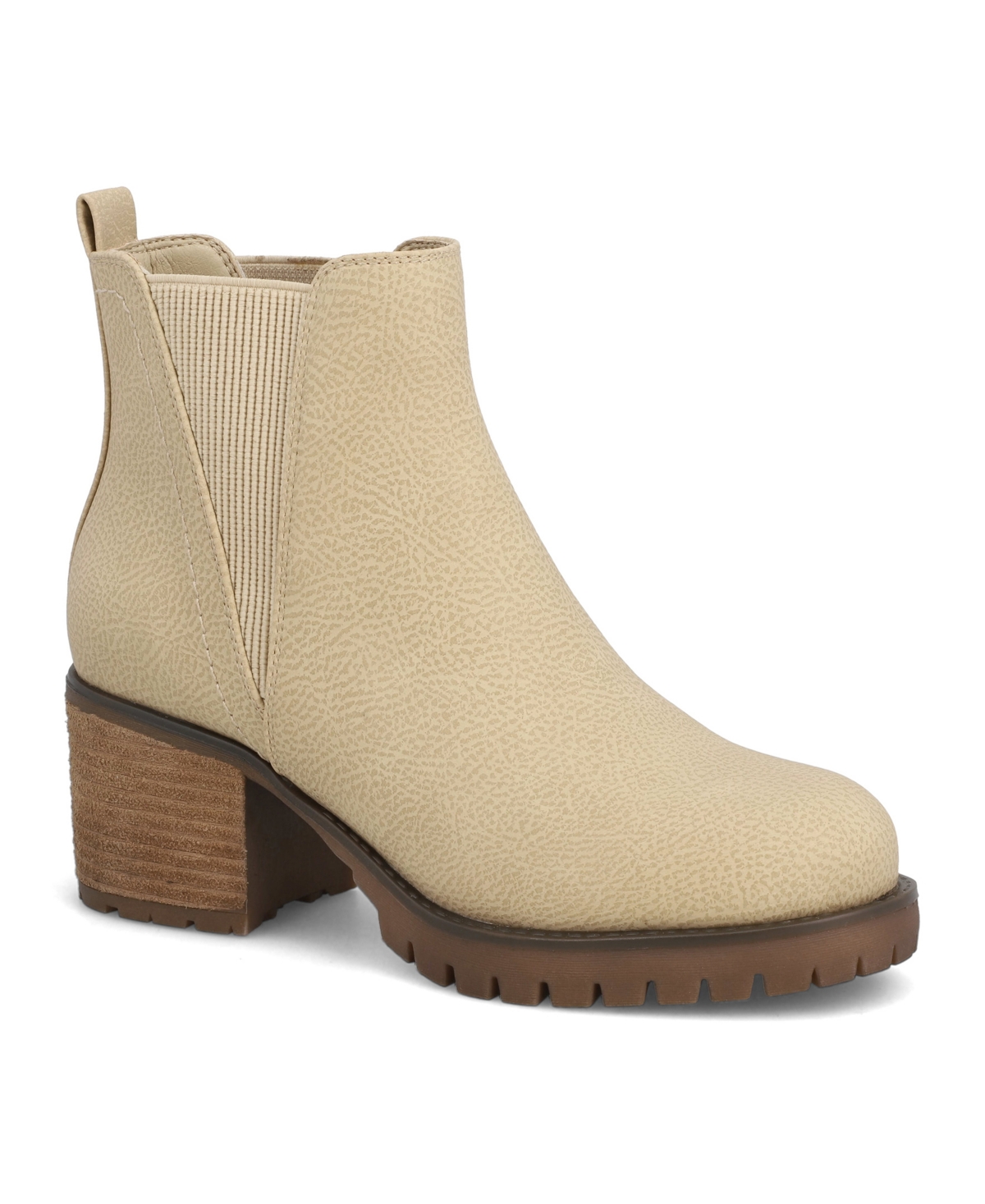 Mia Jody Ribbed Lug Sole Chelsea Boot In Neutral