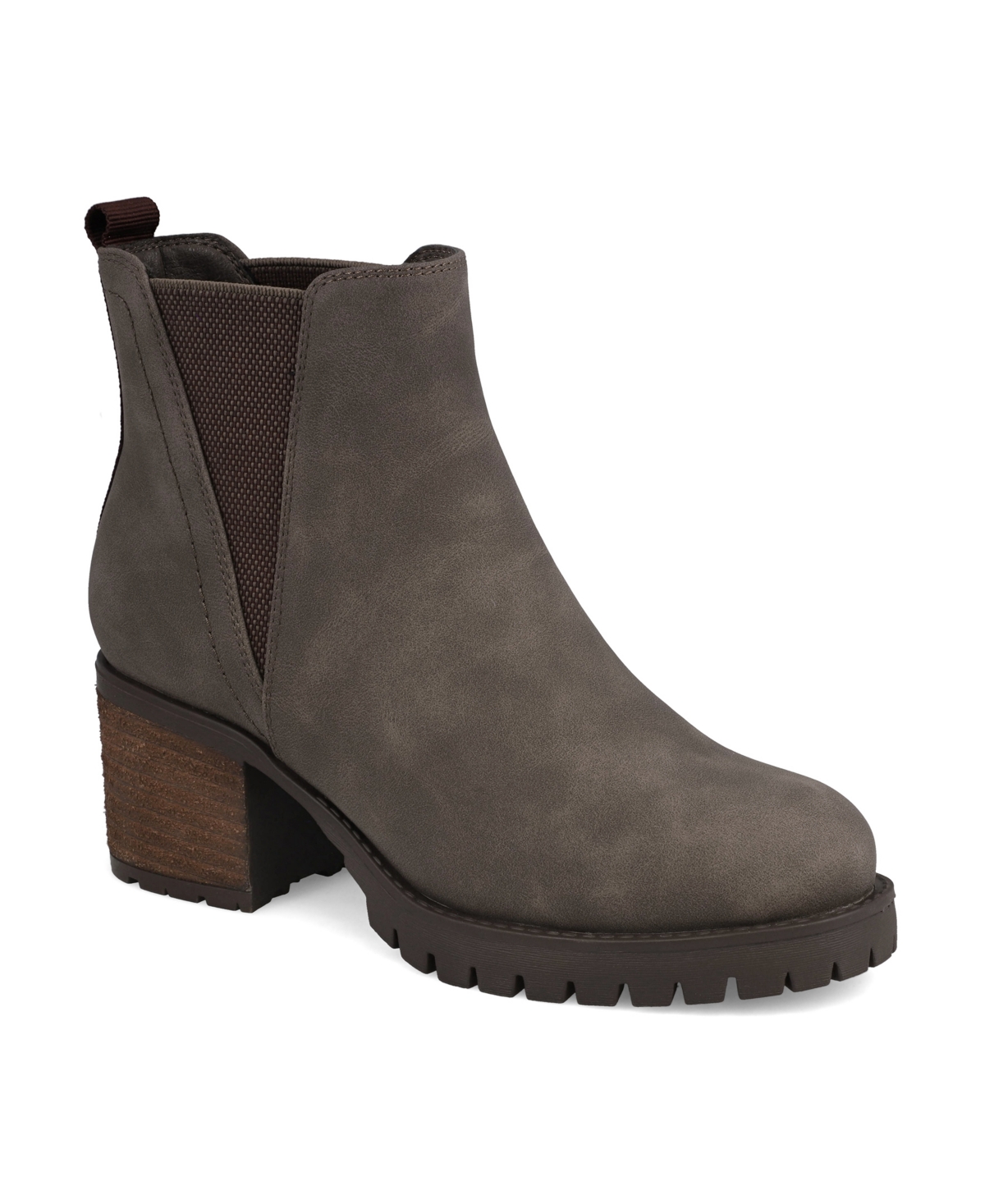 Mia Jody Ribbed Lug Sole Chelsea Boot In Brown