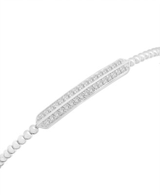 Diamond Bar Cuff Bangle Bracelet (1/5 ct. t.w.) in 14k Gold-Plated Sterling Silver or Sterling Silver, Created for Macy's