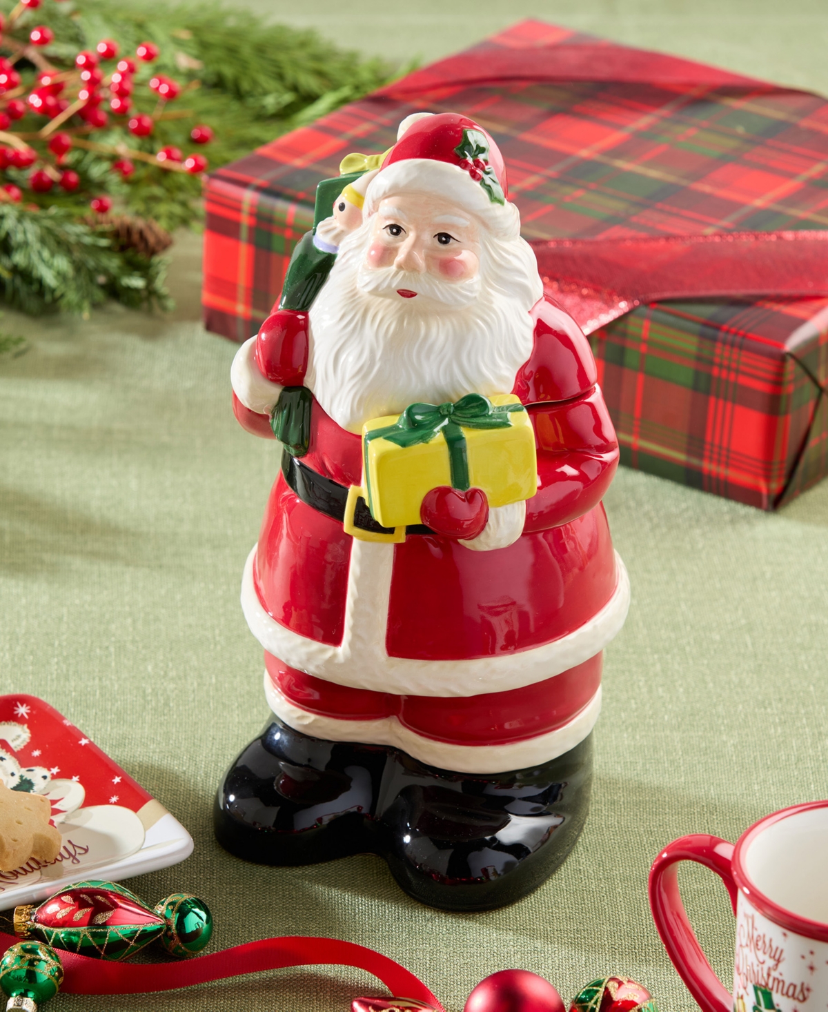Certified International Santa's Retro Christmas 3-d Cookie Jar