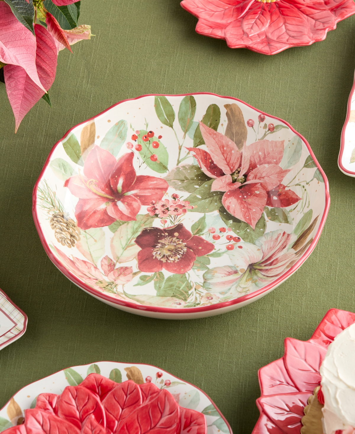 Certified International Winter Blooms Set Of 4 Dinner Plates In Multi