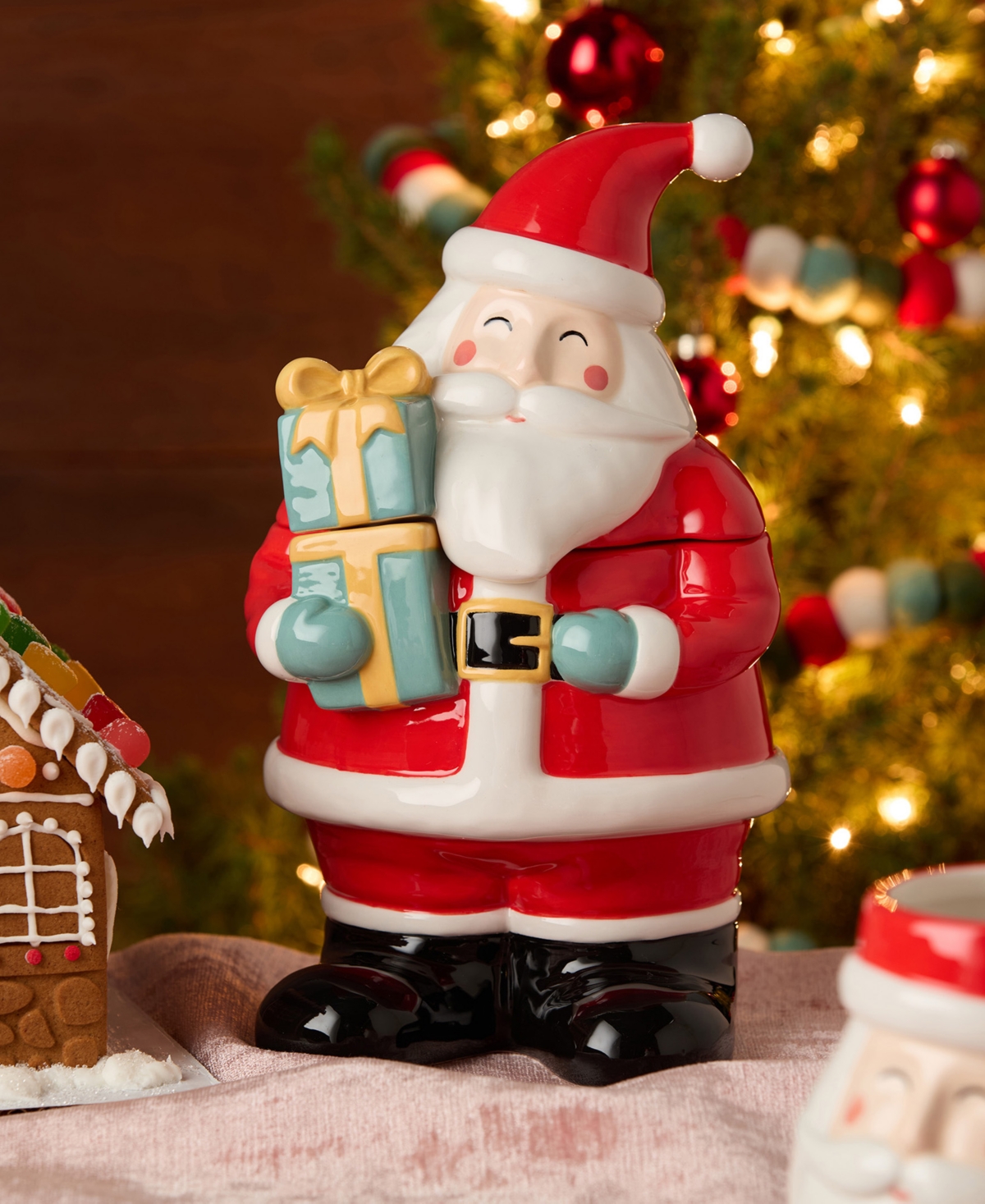 Certified International Christmas Whimsy Santa 3-d Cookie Jar In Multi