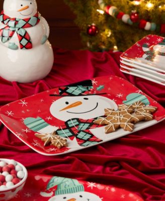 Christmas Whimsy Snowman Rectangular Platter