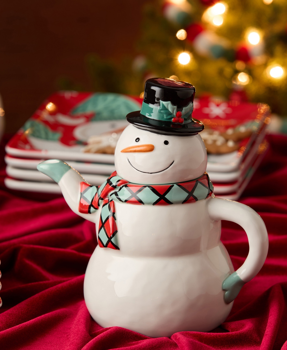 Certified International Christmas Whimsy Snowman 3-d Teapot In Multi
