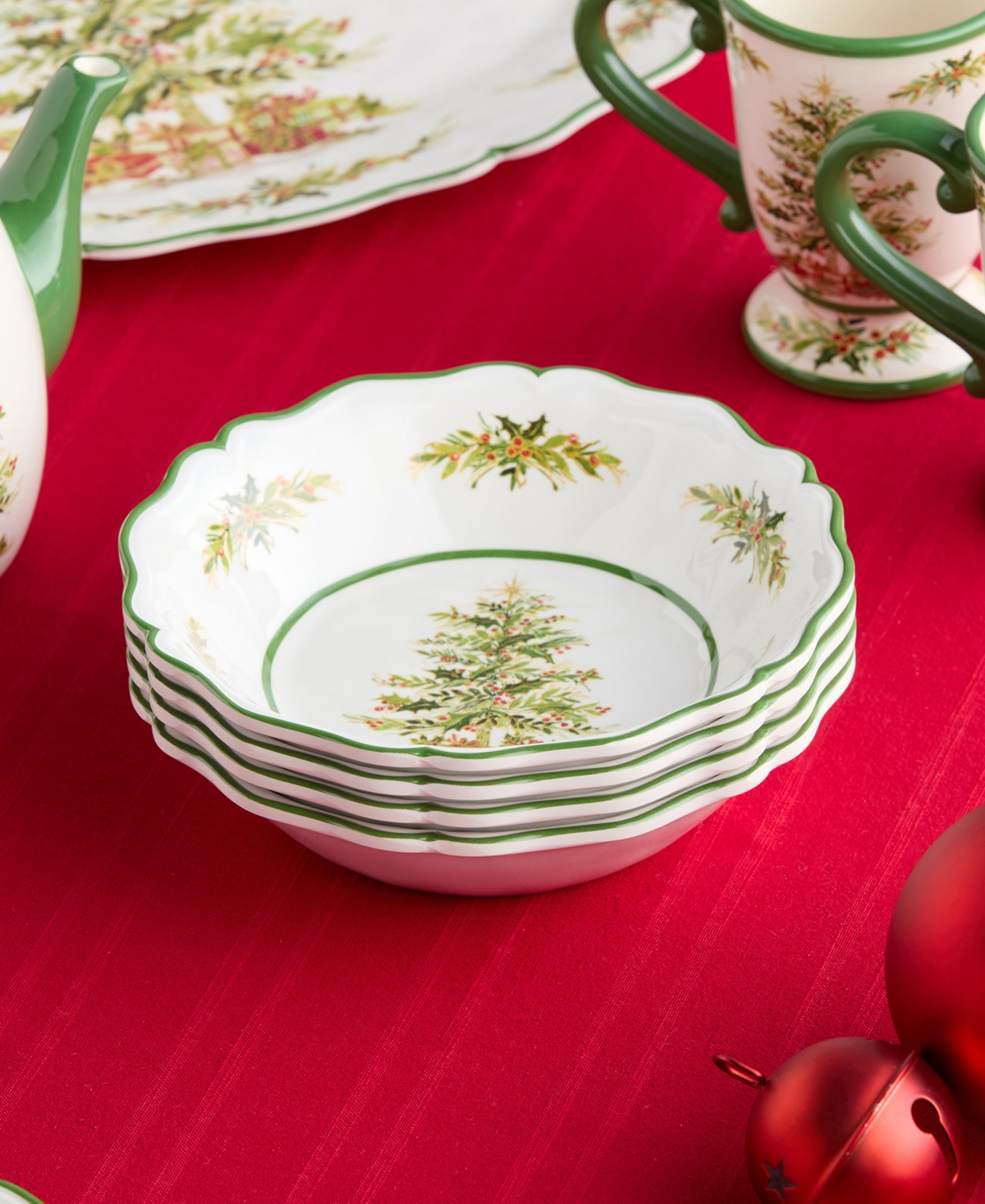 Certified International Holly Tree Melamine All-Purpose Bowls, Set of 4