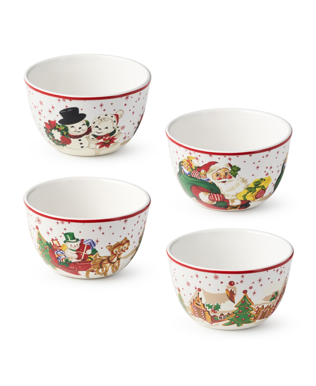 Certified International Santa's Retro Christmas Ice Cream Bowls, Set Of 4 In Multi