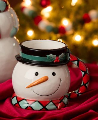 Christmas Whimsy Snowman 3-D Mugs, Set of 4