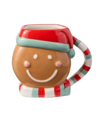Christmas Whimsy Gingerbread 3-D Mugs, Set of 4