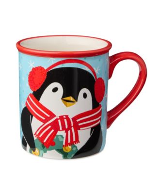 Christmas Whimsy Penguin Mugs, Set of 4
