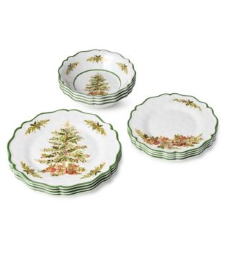 Holly Tree Melamine 12-Pc. Dinnerware Set, Service for 4