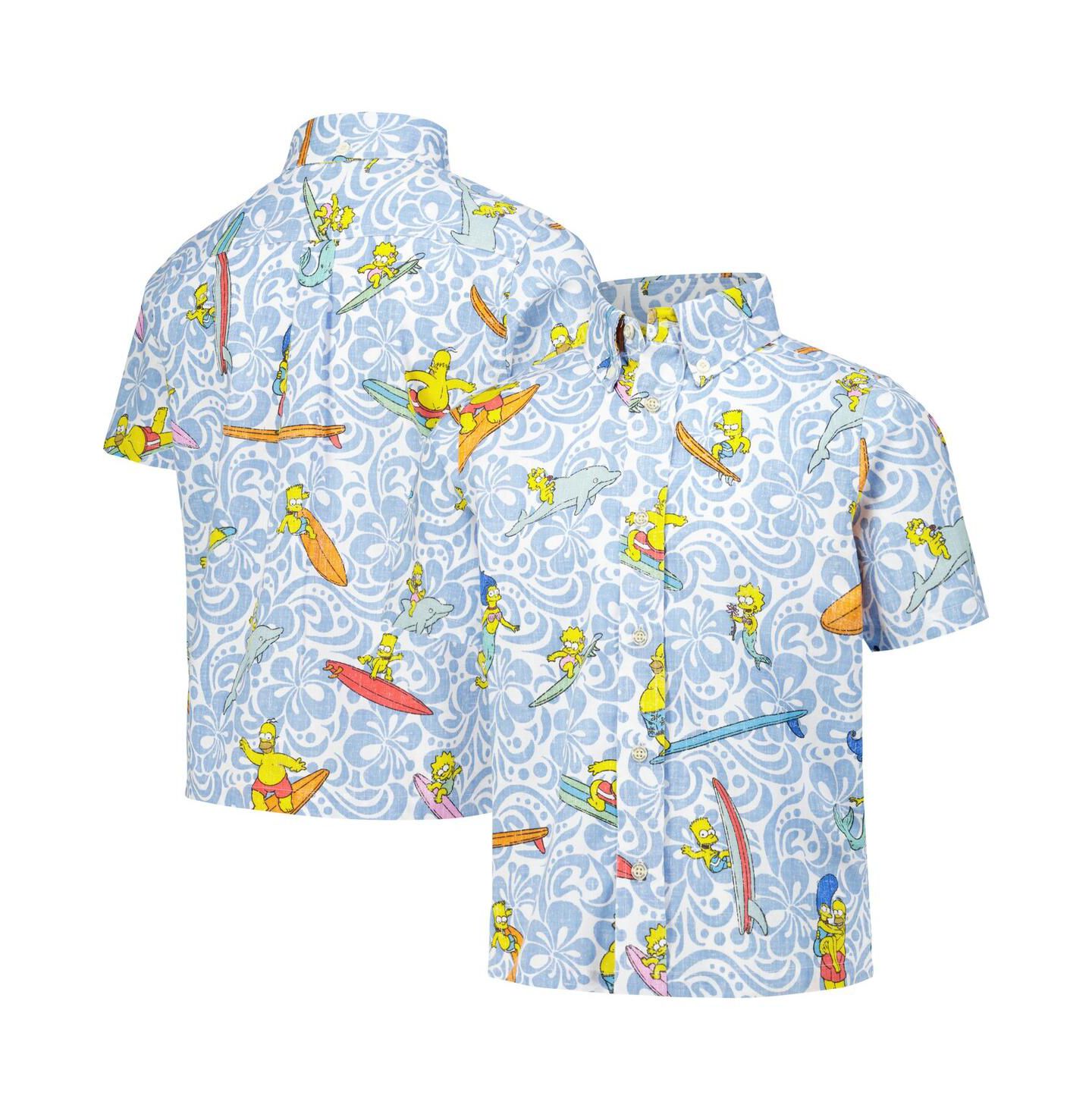 Детская рубашка Reyn Spooner Light Blue The Simpsons Cowabunga Button-Up — фото 1