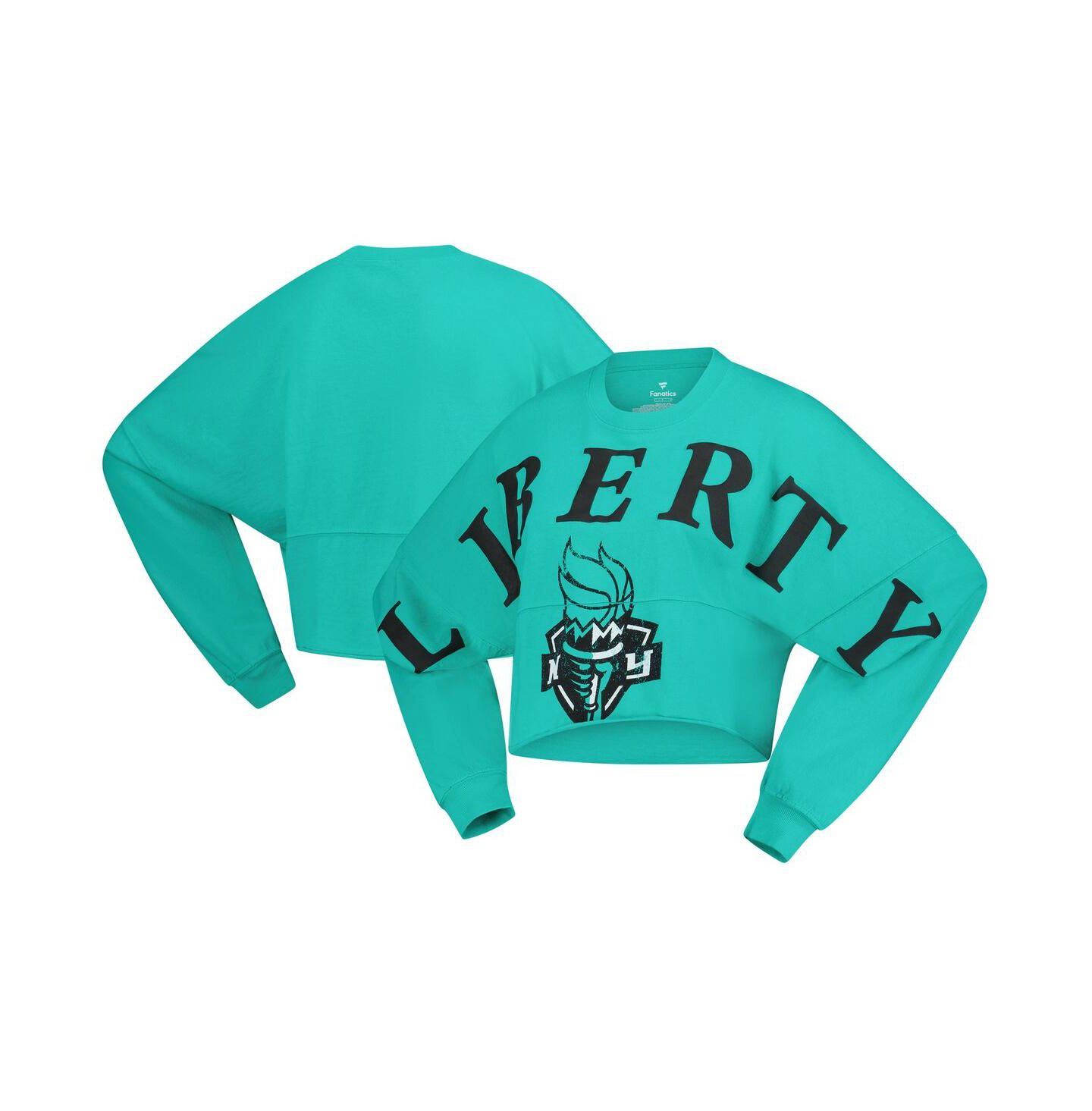 Женская футболка Spirit Jersey Mint New York Liberty Jumbo Print Oversized Cropped Long-Sleeve — фото 1