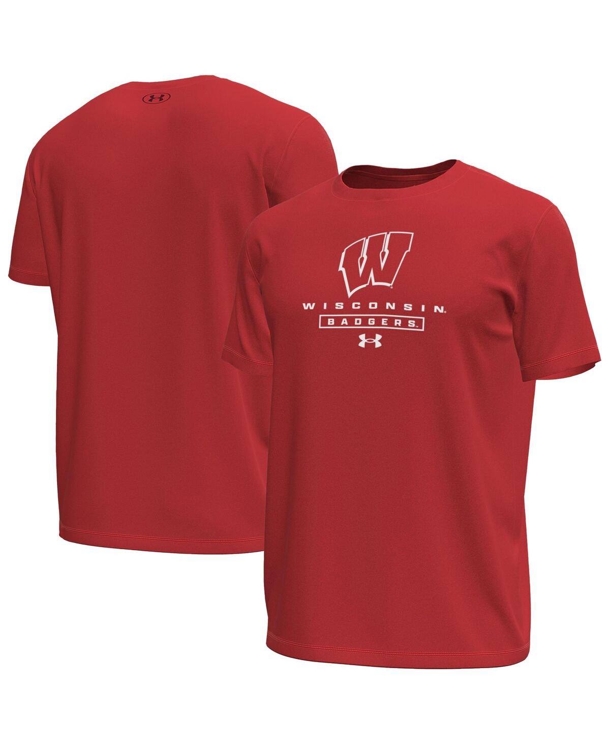 Under Armour Men's Red Wisconsin Badgers Stack Stretch Performance T-shirt In Red