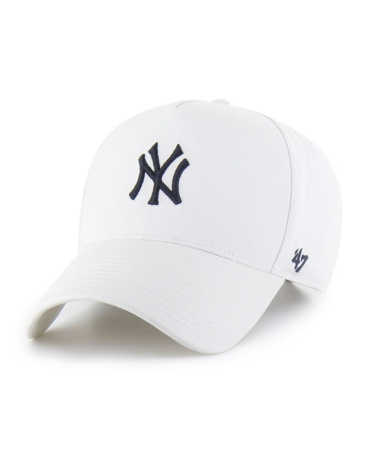 47 Brand Men's White New York Yankees Foundational Pinch Offside Adjustable Hat In White