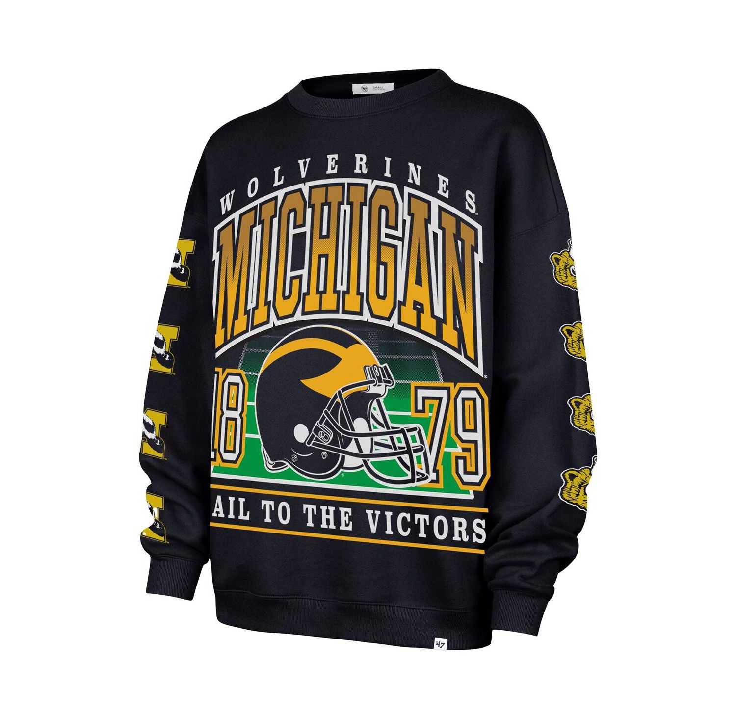 Women's Navy Michigan Wolverines Go Big Oversized Pullover Sweatshirt