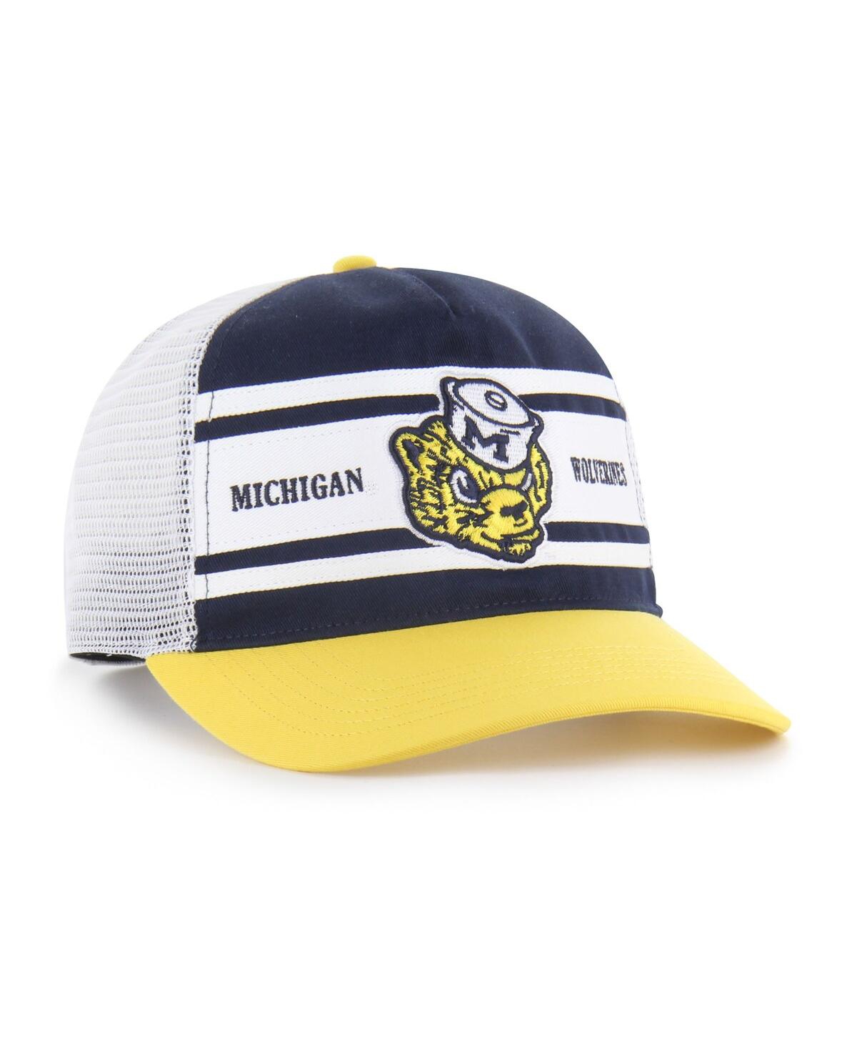 47 Brand Big Boys And Girls Navy/maize Michigan Wolverines Super Stripe Hitch Adjustable Trucker Hat In Multi