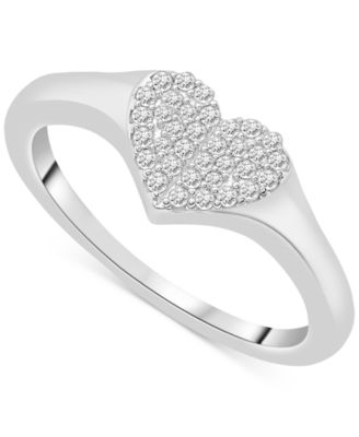 Diamond Heart Cluster Ring (1/6 ct. t.w.) in 10k Gold, Created for Macy's - White Gold