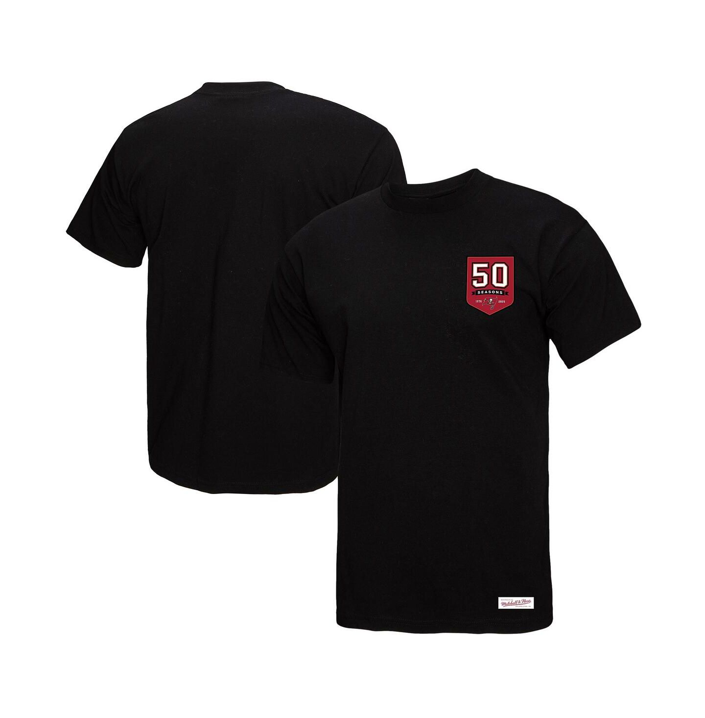 Женская футболка Mitchell & Ness Black Tampa Bay Buccaneers 50th Anniversary Shield Oversized Boyfriend — фото 1
