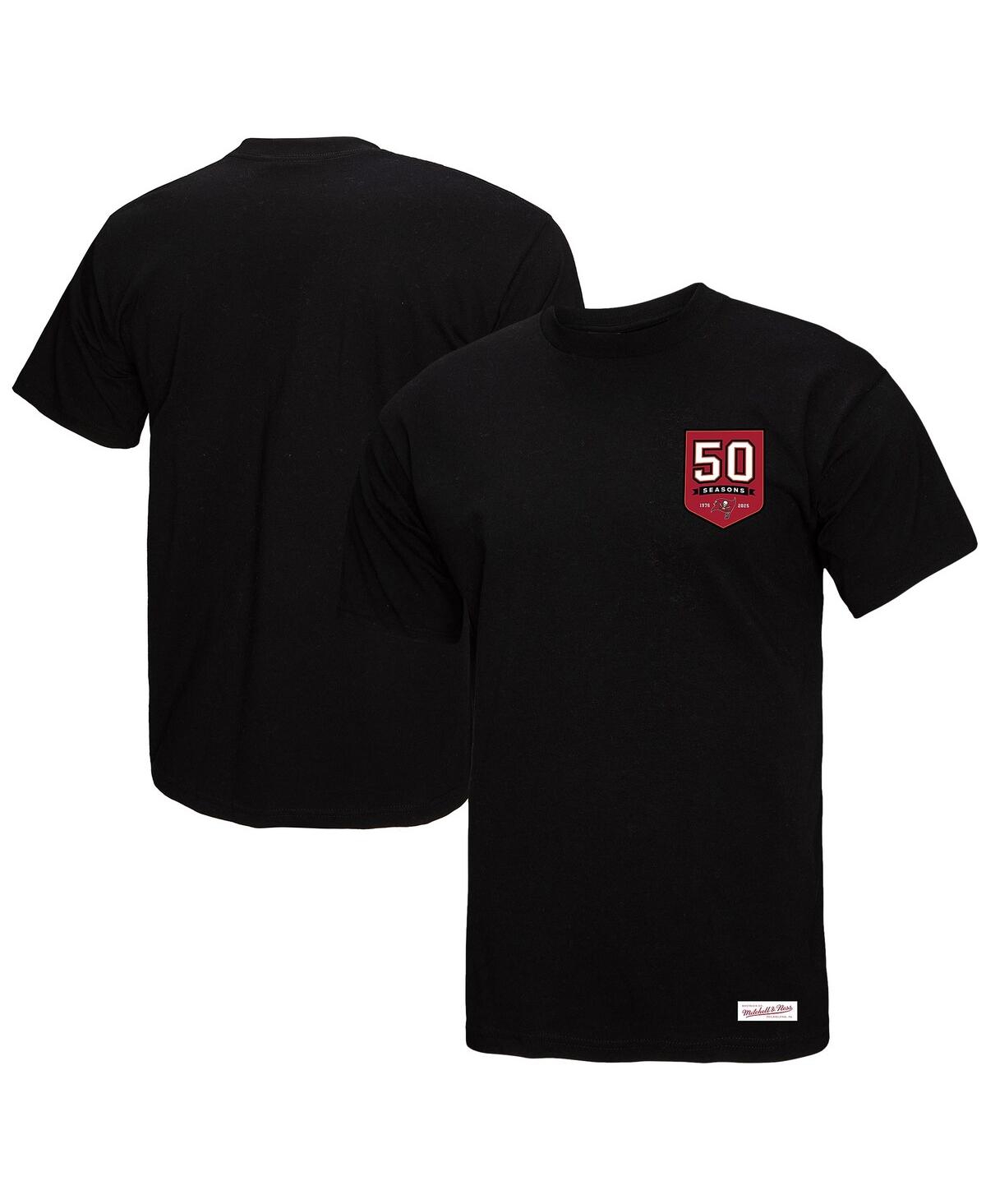 Mitchell & Ness Women's Black Tampa Bay Buccaneers 50th Anniversary Shield Oversized Boyfriend T-shirt In Black