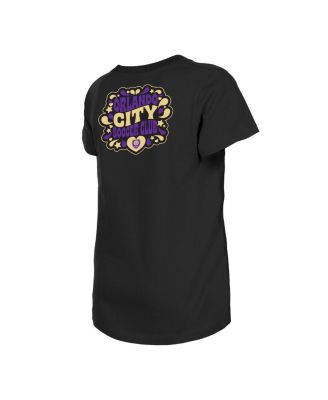 Big Girls Black Orlando City SC Bubble Heart T-Shirt
