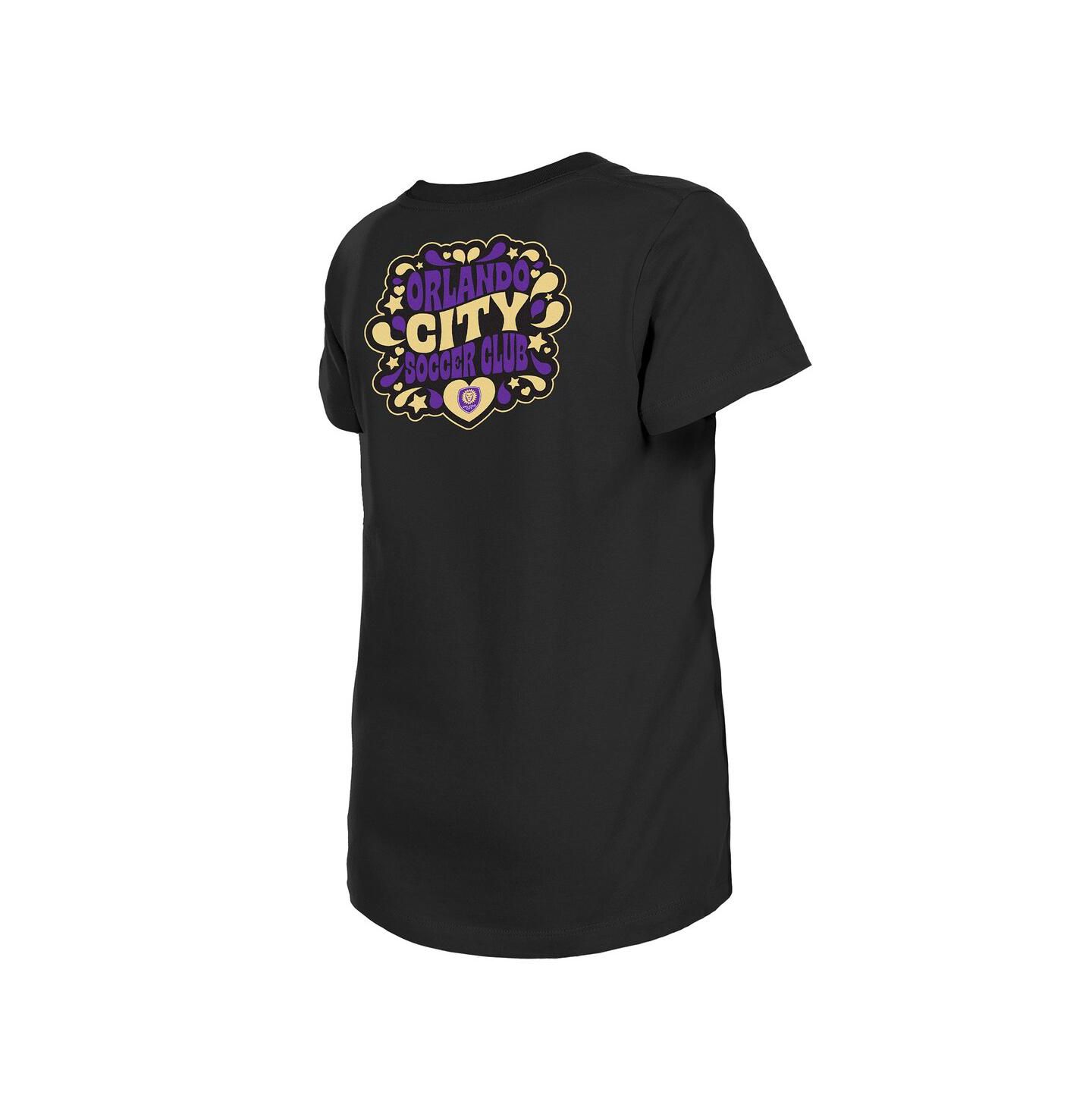 Футболка New Era Black Orlando City SC Bubble Heart для девочек — фото 2