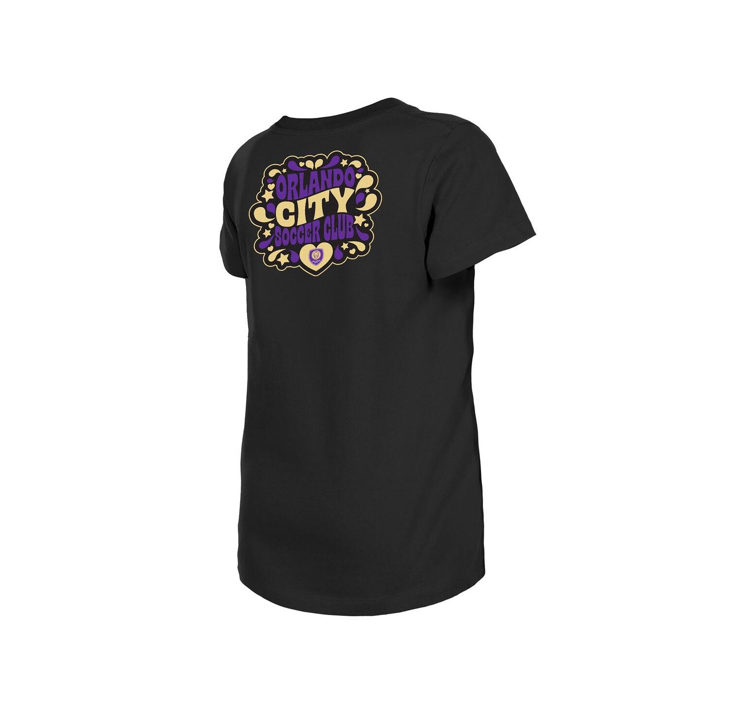 Big Girls Black Orlando City SC Bubble Heart T-Shirt