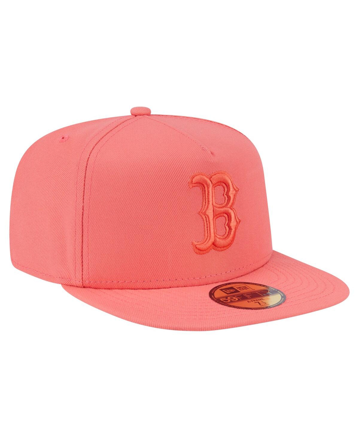 New Era Men's Coral Boston Red Sox Color Pack A-frame 59fifty Fitted Hat In Orange