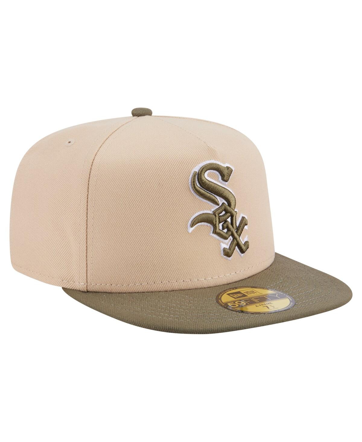 New Era Men's Light Beige/olive Chicago White Sox Two-tone Color Pack A-frame 59fifty Fitted Hat In Multi
