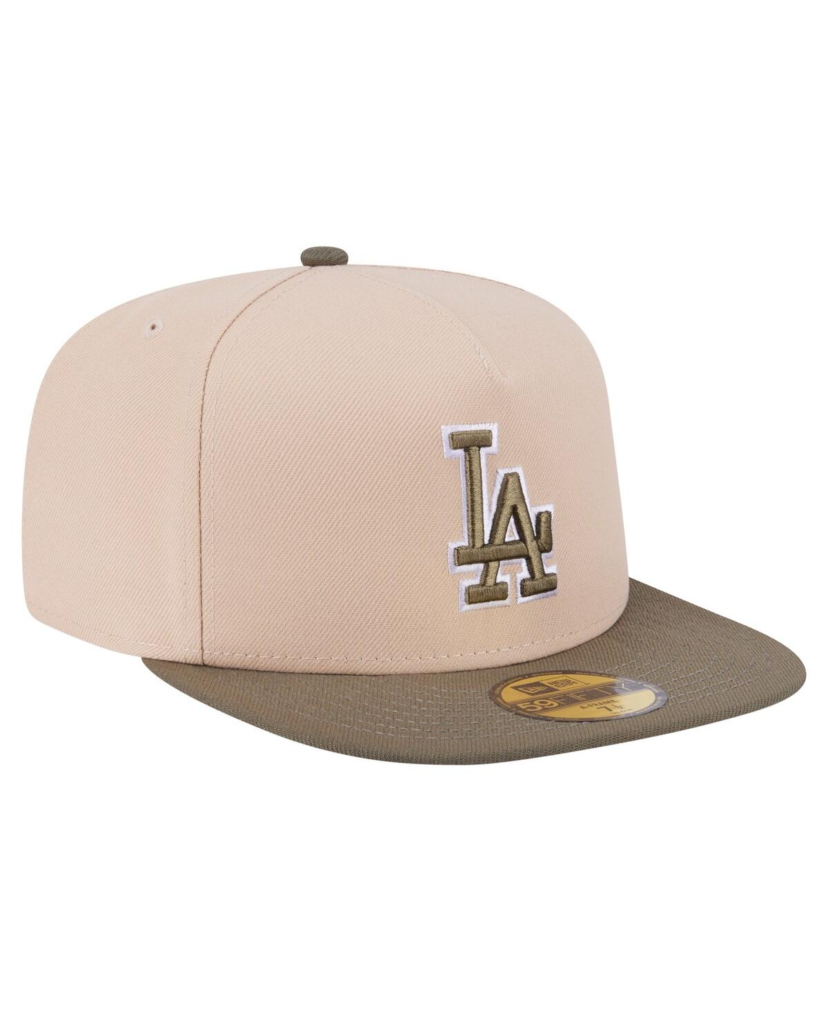 New Era Men's Light Beige/olive Los Angeles Dodgers Two-tone Color Pack A-frame 59fifty Fitted Hat In Multi
