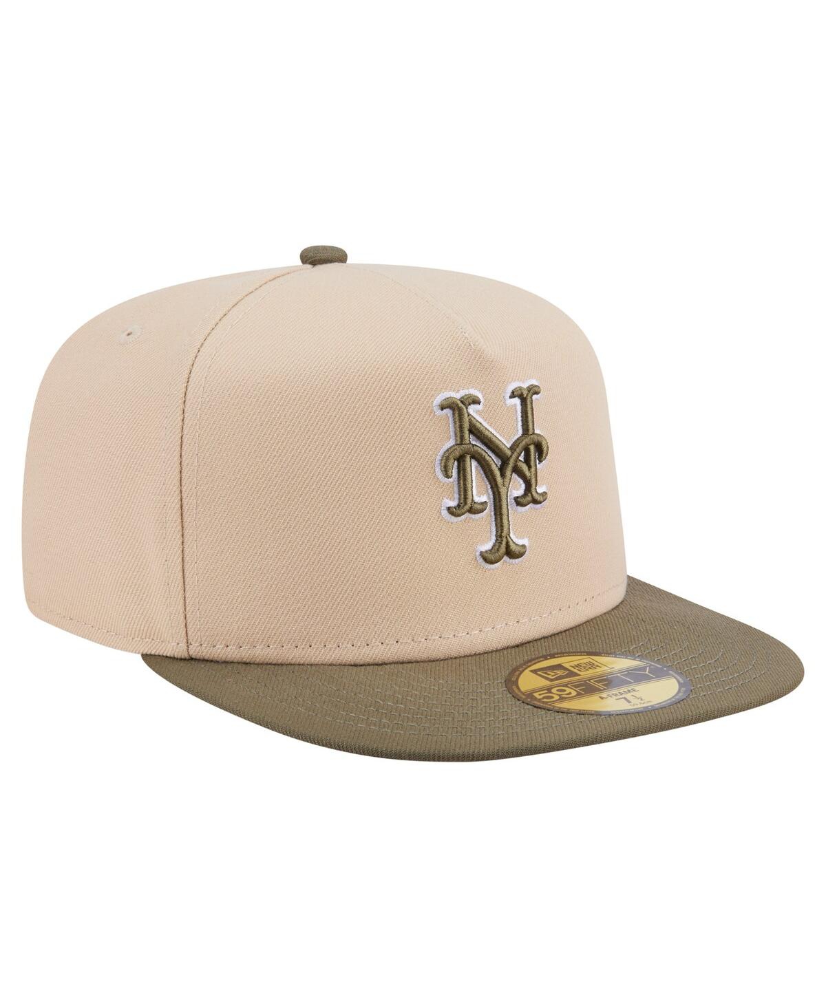 New Era Men's Light Beige/olive New York Mets Two-tone Color Pack A-frame 59fifty Fitted Hat In Multi