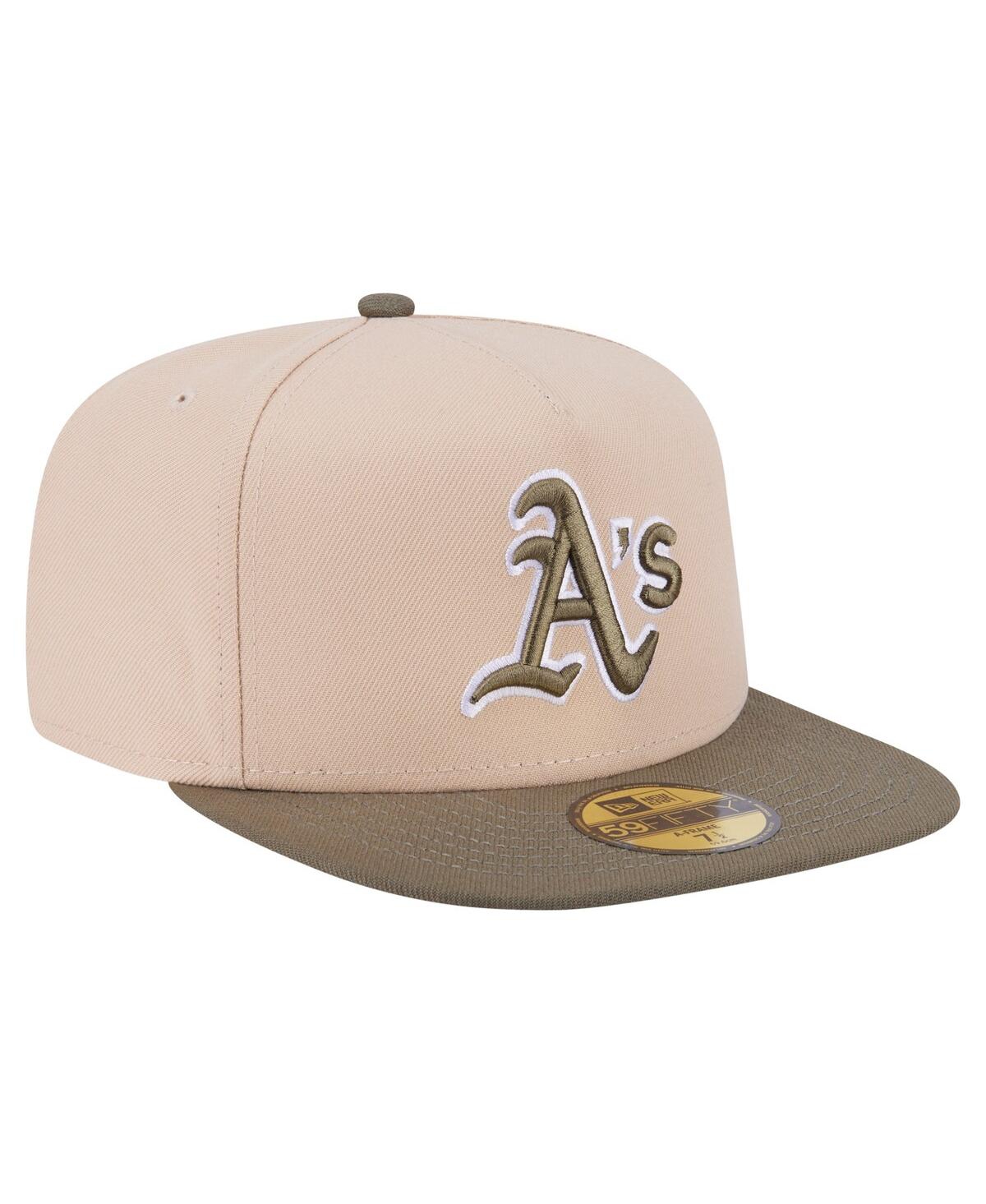 New Era Men's Light Beige/olive Athletics Two-tone Color Pack A-frame 59fifty Fitted Hat In Multi