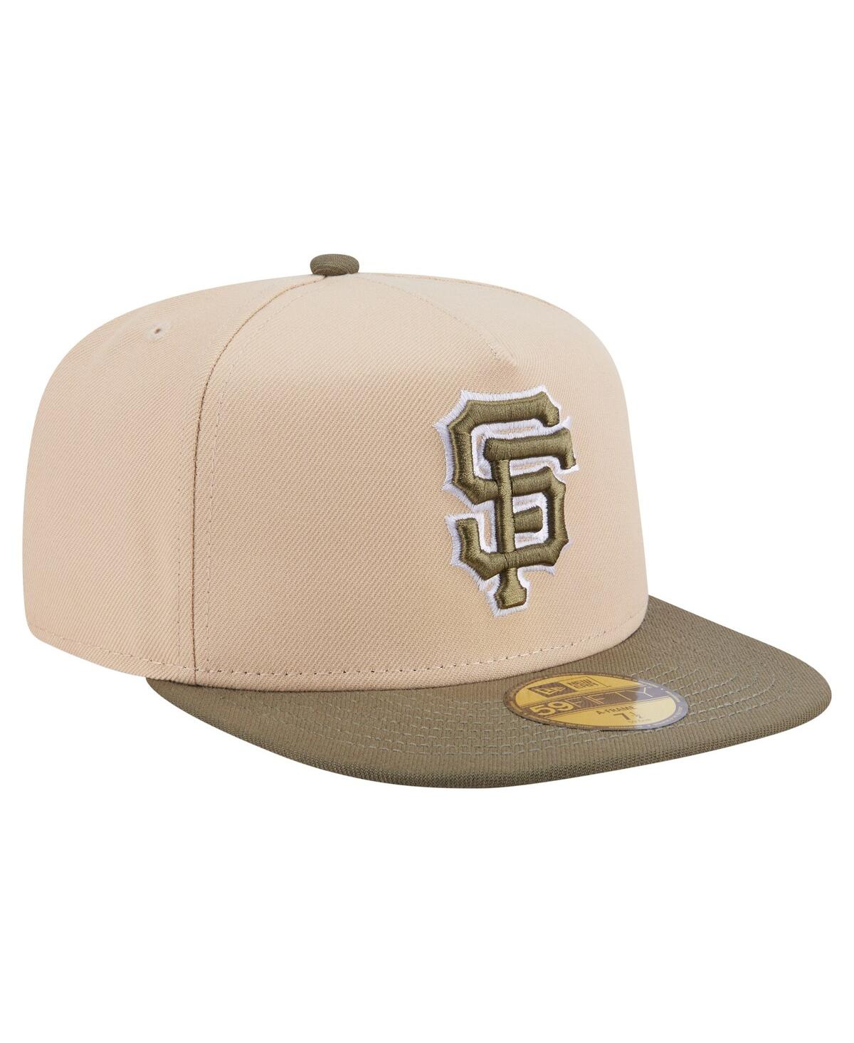 New Era Men's Light Beige/olive San Francisco Giants Two-tone Color Pack A-frame 59fifty Fitted Hat In Multi