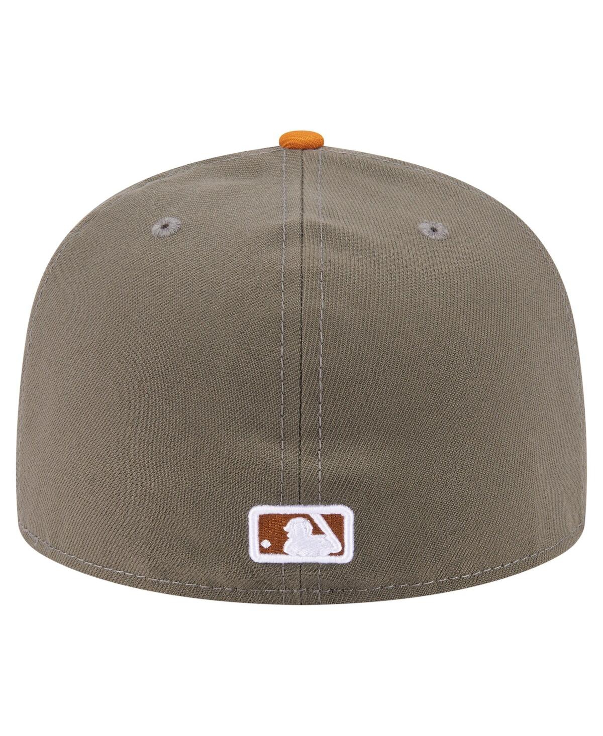 New Era Men's Olive/orange Chicago Cubs Two-tone Color Pack A-frame 59fifty Fitted Hat