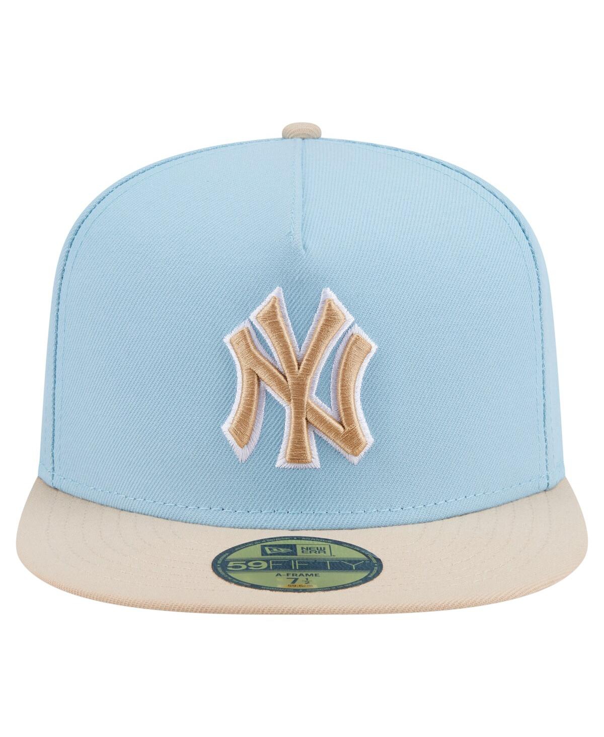 New Era Men's Light Blue/cream New York Yankees Two-tone Color Pack A-frame 59fifty Fitted Hat In Blue