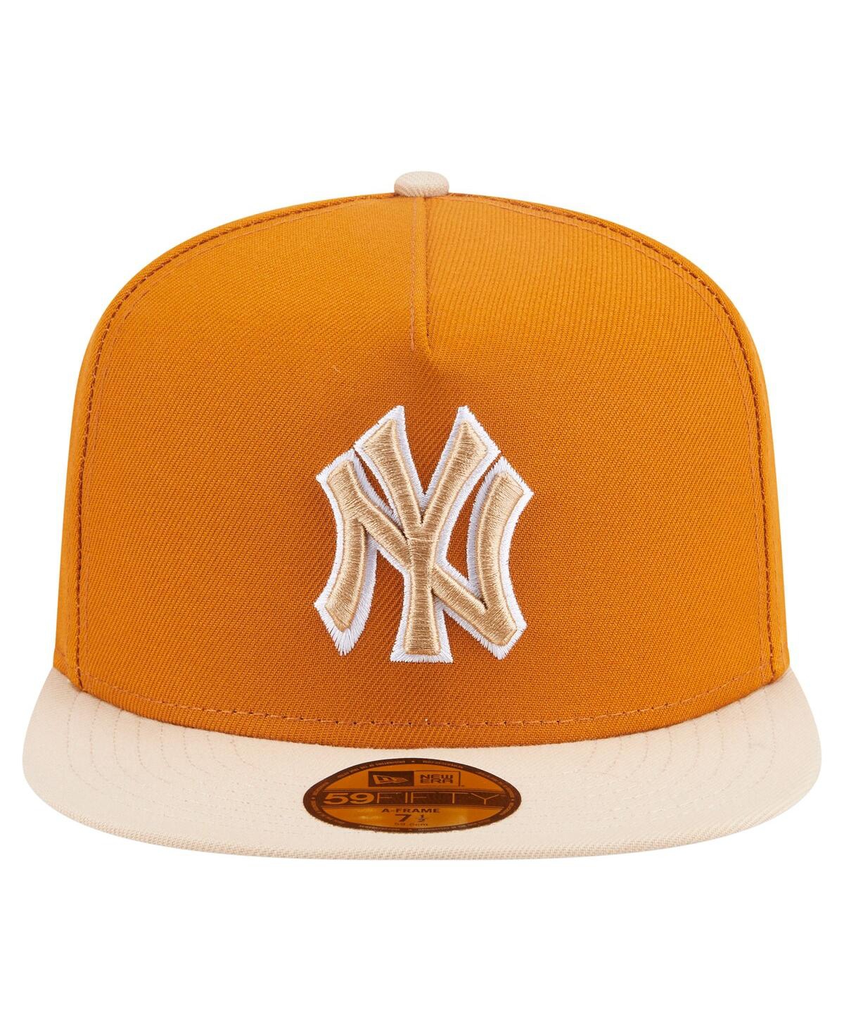 New Era Men's Orange/light Beige New York Yankees Two-tone Color Pack A-frame 59fifty Fitted Hat