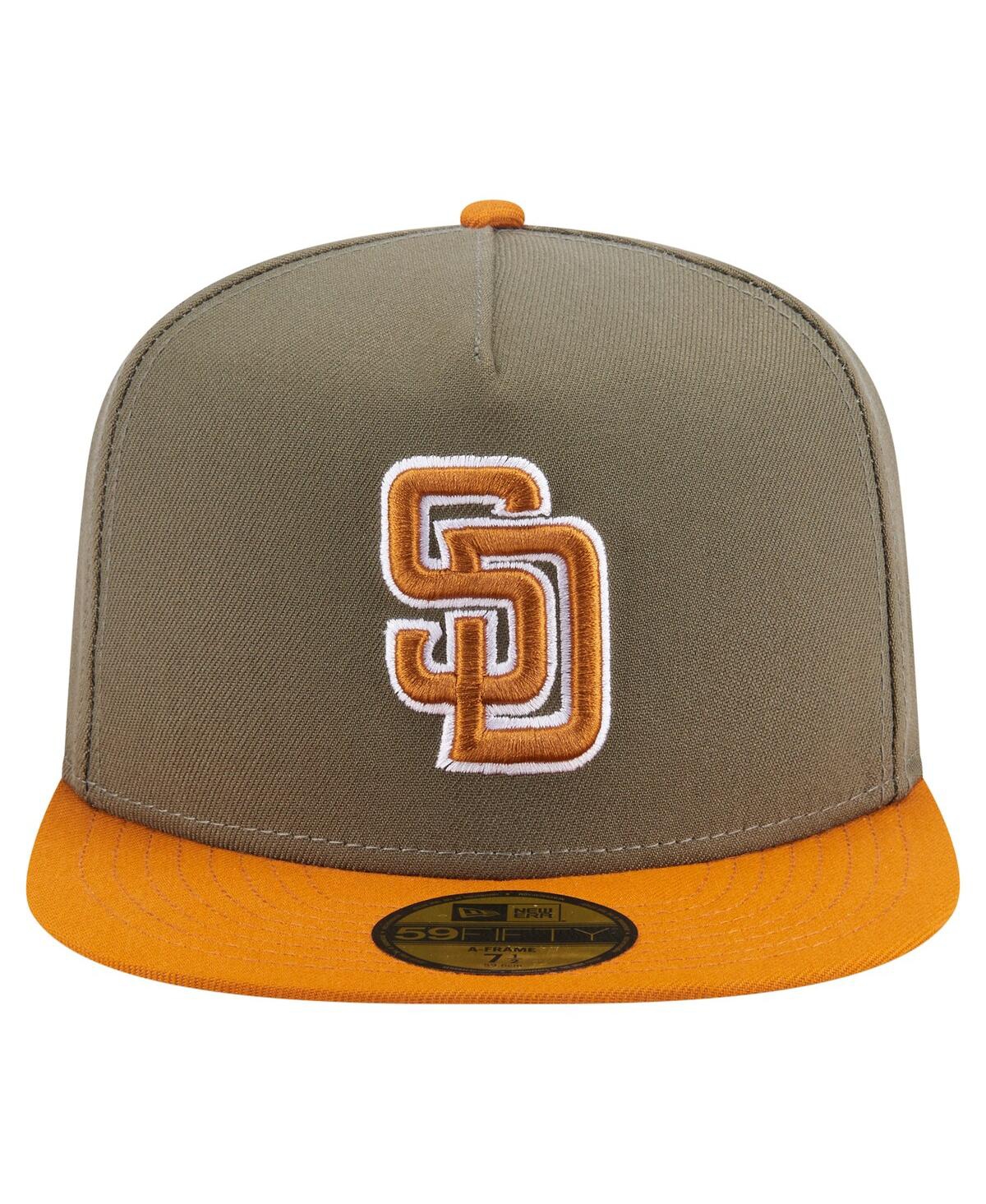 New Era Men's Olive/orange San Diego Padres Two-tone Color Pack A-frame 59fifty Fitted Hat
