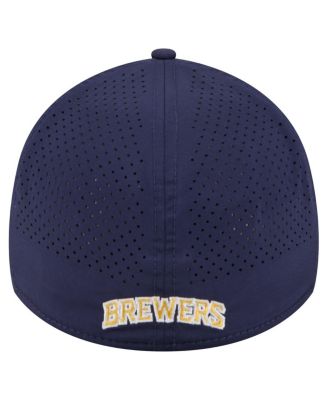 Men's Navy Milwaukee Brewers 39THIRTY A-Frame Perforated Flex Hat
