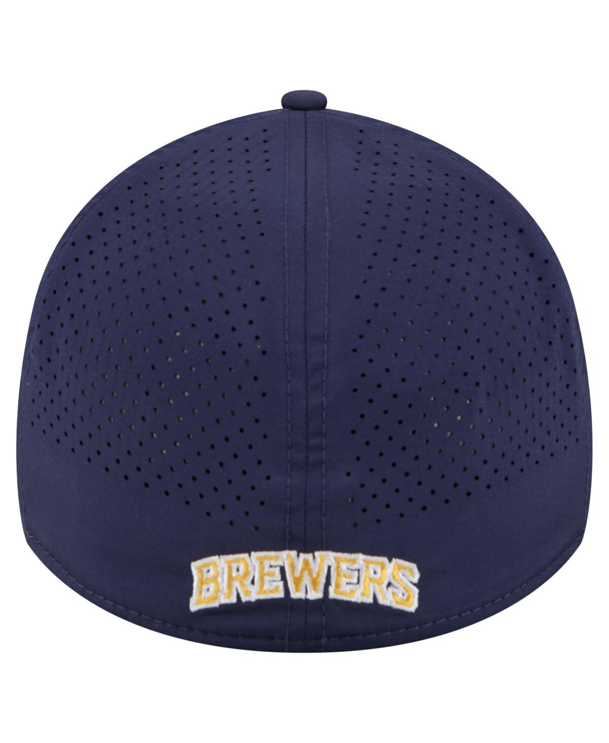 New Era Men's Navy Milwaukee Brewers 39thirty A-frame Perforated Flex Hat In Blue